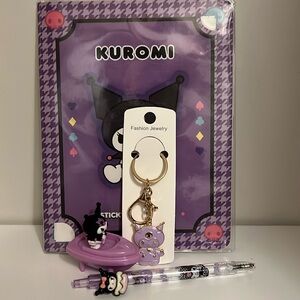 Kuromi Keychain and Stationery Set